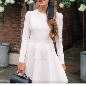 Cream dress Gal Meets Glam Celeste long sleeve Fit and Flare